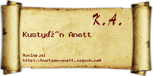 Kustyán Anett névjegykártya